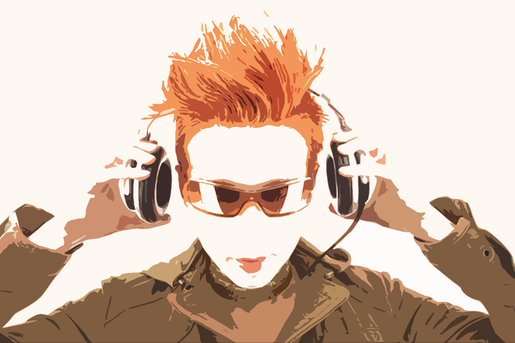 A warm vector portrait with headphones